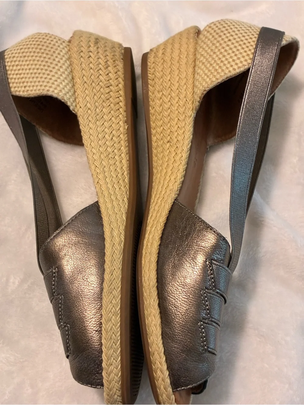 gentle souls Metallic Gray Espadrille Slingback Wedge - Metallic Gray